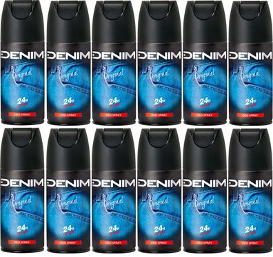 Denim Original Deodorant Spray 24h Action 12 x 150ml Deo