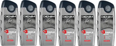 DENIM Black * 3Triple Detox Duschgel / Showergel 6 x 250ml New