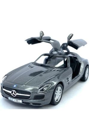Mercedes-Benz SLS AMG Maßstab 1:36 Metall-Kunststoff Kinsmart Dunkelsilber.