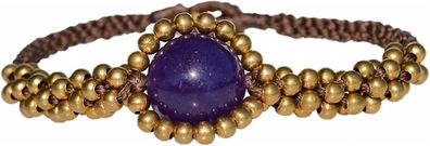 Begaell Damen Armband mit lila Schmuckstein und Perlen Kette 17 cm