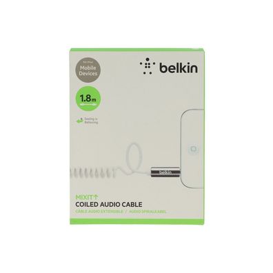 Belkin Audio Spiralkabel 1,8m Apple Kabel 3,5mm auf 3,5mm Klinkenanschluss weiß - neu
