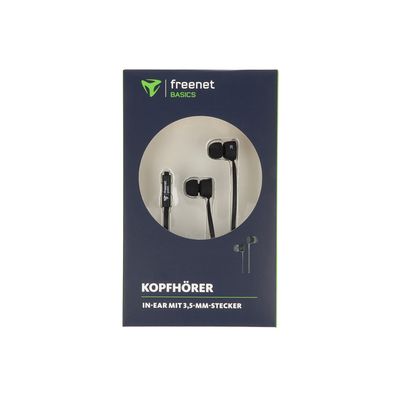 freenet Basics In Ear Headset Kopfhörer 3,5 mm Klinke kabelgebunden schwarz