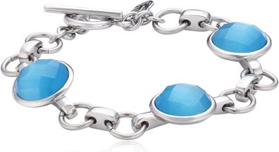 Mike Ellis New York Damen Mode Armband Glas Edelstahl 19 cm blau