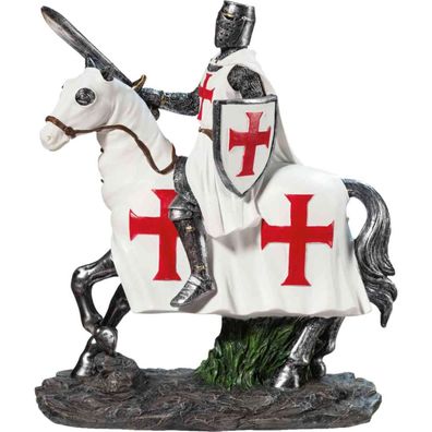Deko Figur Templer Ritter mit Schwert und Schild auf Pferd