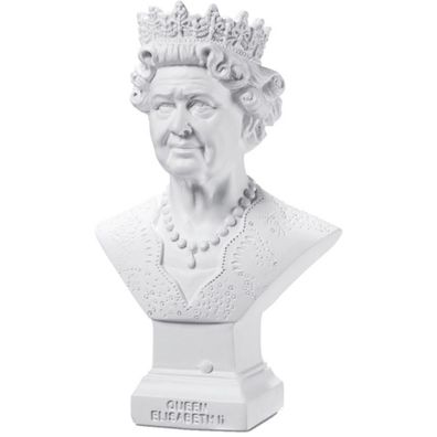 Weiße Deko Figur Büste englische Queen Elisabeth II.