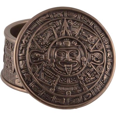 Box Azteken Sonnenkalender mit Deckel, bronziert