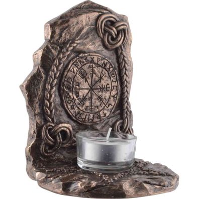 Wikinger Kompass Vegvisir mit Teelicht, bronziert