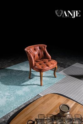 Brauner Leder Sessel Cocktailsessel Designersessel Luxus Wohnzimmermöbel