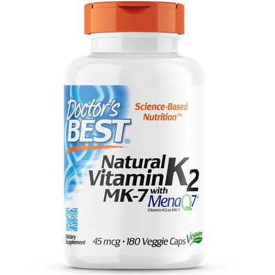 Doctor's Best, Natural Vitamin K2 MK-7 with MenaQ-7, 45mcg, 180 Veg. Kapseln