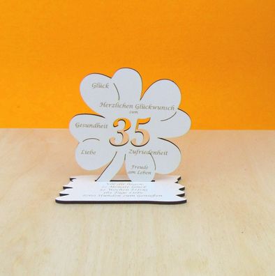35. Geb. Geschenke für Geld und Gutschein Vintage Weißes Kleeblatt 11 cm 04