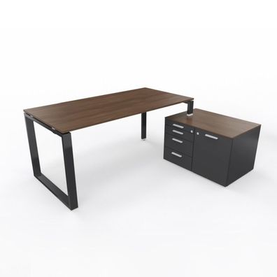 Schreibtisch mit Sideboard LOOPY, Dekor wählbar