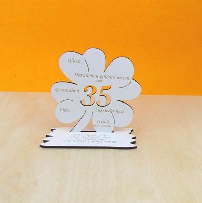 35. Geburtstag Geschenke Geld und Gutschein Kleeblatt 11 cm Vintage weiss 10