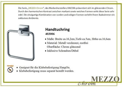 Mezzo Chrome Handtuchring Handtuchhalter Rostfrei - Metal Towel Ring