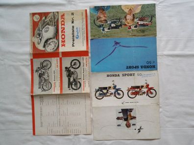 Oldtimer Honda Preisliste Nr. 2 um 1960 , Benly, Super, Sport + Prospekt 50 Sport