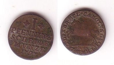 1 Pfennig Kupfer Münze Braunschweig Wolfenbüttel 1800 M.C. (109034)