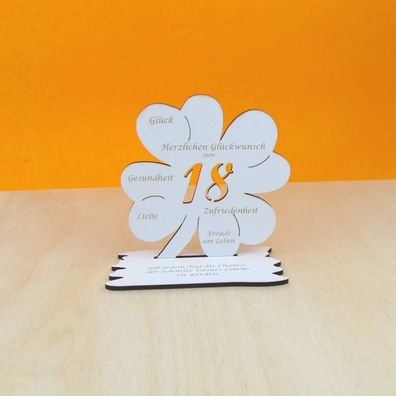 18. Geburtstag 16 cm Kleeblatt Vintage Weiß Geld und Gutscheine Volljährig 05