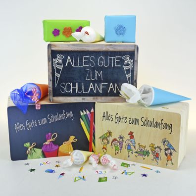 Geschenkbox zum Schulanfang/ Einschulung Geschenkverpackung kleine Truhe