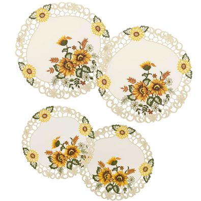 Tischdecke 2er Set Deckchen Sonnenblume Untersetzer Aufleger Mitteldecke Sommer