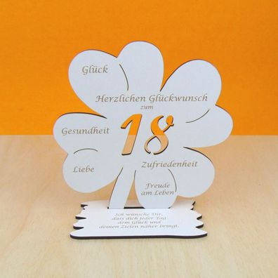 Geschenk für Volljährig 18. Geburtstag Kleeblatt 16cm als Gutschein und Geld 10