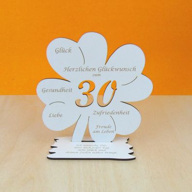 Zum 30. Geburtstag für Geld oder Gutscheingeschenk Kleeblatt 16 cm Vintage Weiss 10