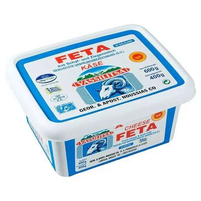 Vassilitsa Feta 3x 400g Schafs-Käse griechischer Feta-Käse Salzlake 43% Fett i. Tr.