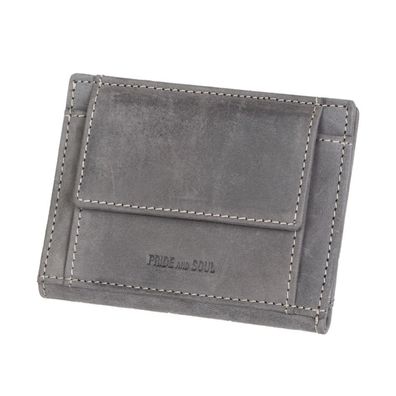 PRIDE& SOUL Kreditkartenbörse & Münzfach RFID Datenschutzfolie Leder grau 47257