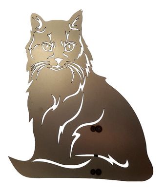 Figur Maine Coon Katze Höhe ca. 40 cm blank Roststecker Rostdeko Edelrost
