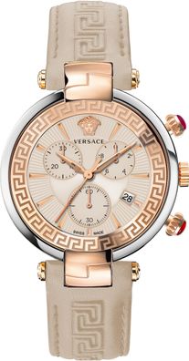 Versace VE2M00321 Revive Chrono roségold silber beige Leder Damen Uhr NEU