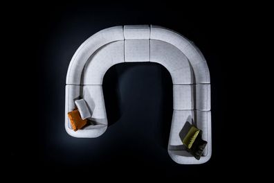 Große Graue U-Form Couch Wohnzimmer Set Luxus Sofas Moderner Stil Neu