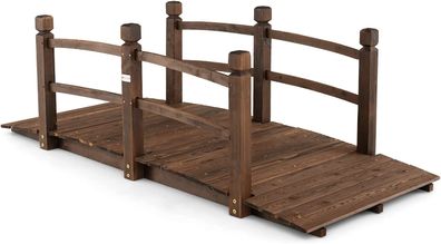 Teichbrücke Gartenbrücke, Holzbrücke mit Geländer, 150 kg belastbar, Dekobrücke