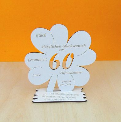 Geschenk Kleeblatt 16 cm Vintage Weiss zum 60 Geburtstag für Gutschein oder Geld 14