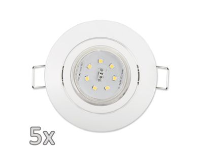 Einbauleuchten-Set McShine, 5xRahmen, 5xLED-Strahler, GU10, 3W, 300 lm, weiß