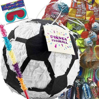 Pinata Fussball + Maske + Stock + Füllung - Party Kindergeburtstag Geburtstag WM