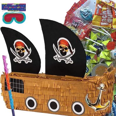 Pinata Piratenschiff + Maske + Stock + Füllung Party Kindergeburtstag Geburtstag