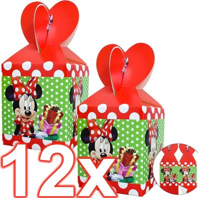 12 Geschenkboxen MINNIE MOUSE - Mitgebsel Kindergeburtstag Geburtstag Minni Maus