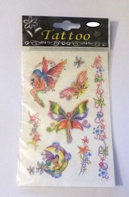 Tattoo mit Glitter, acht unterschiedliche Motive f. d. zeitweise Verschönerung, , Neu