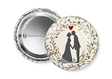 Button Hochzeit - 6er-Set 6 Hochzeits-Anstecker, Durchmesser: 3 cm,