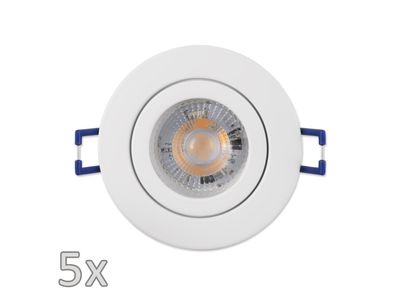 Einbauleuchten-Set McShine, 5xRahmen, 5xLED-Modul, 5W, 400lm, 230V, weiß, IP44