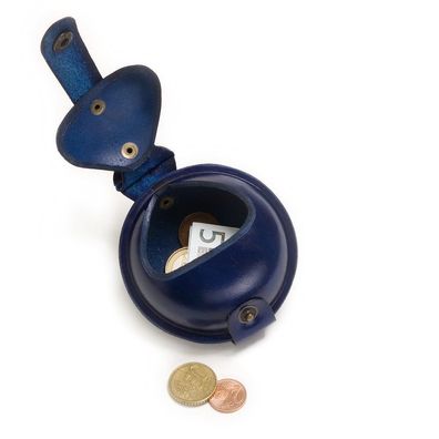 MIKA Geldbörse groß mit Karabiner Schlüsselanhänger Sattelleder blau 28063907
