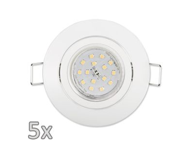 Einbauleuchten-Set McShine, 5xRahmen, 5xLED-Strahler, GU10, 5W, 500lm, schwenkbar