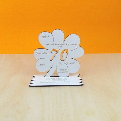 70 Geburtstag mit Kleeblatt 16 cm Vintage Weiß Gutschein oder Geldgeschenk 10