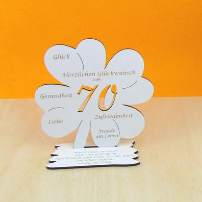 70 Geburtstag mit Kleeblatt 16cm deko Vintage Weiß Gutschein oder Geldgeschenk 11