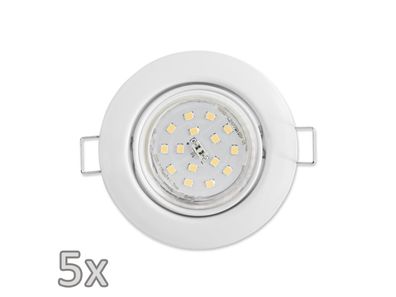 Einbauleuchten-Set McShine, 5xRahmen, 5xLED-Strahler, GU10, 5W, 500lm, weiß