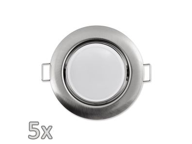 Einbauleuchten-Set McShine, 5xRahmen, 5xLED-Modul, 5W, 440lm, 230V, Edelstahl