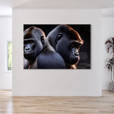 Gorilla Affe Animal Tier Leinwand , Acrylglas + Aluminium, Poster Wandbild
