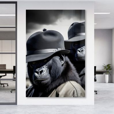 Gorilla Mafia Konzept Animal Tier Leinwand , Acrylglas + Aluminium, Poster Wandbild