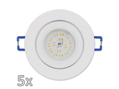 Einbauleuchten-Set McShine, 5xRahmen, 5xLED-Strahler, 5W, 400lm, 230V, weiß, IP44