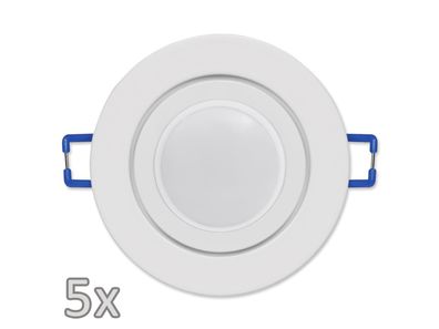 Einbauleuchten-Set McShine, 5xRahmen, 5xLED-Modul, 3W, 265lm, 230V, weiß, IP44