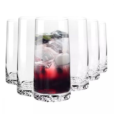 Krosno Hohe Gläser für Wasser Getränke Säfte | Set 6 | 480 ml | Spülmaschine