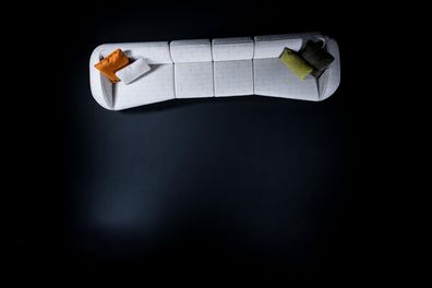 Grauer Sechssitzer Wohnzimmer Couch Polstersofa Luxus Designer Möbel